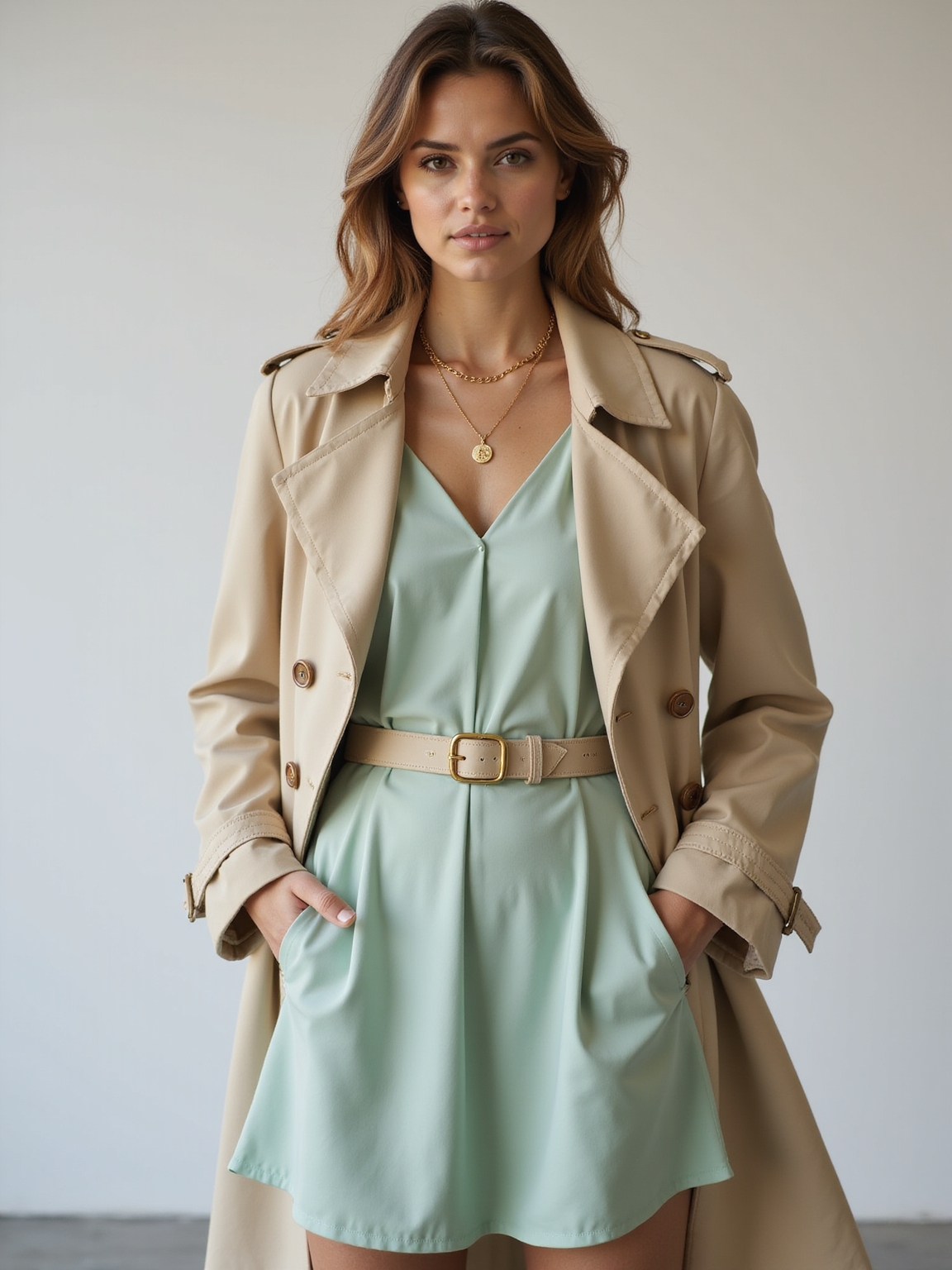 lightweight trench and loafers