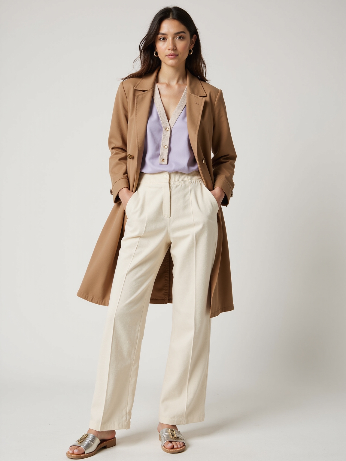 lightweight trench layered knit