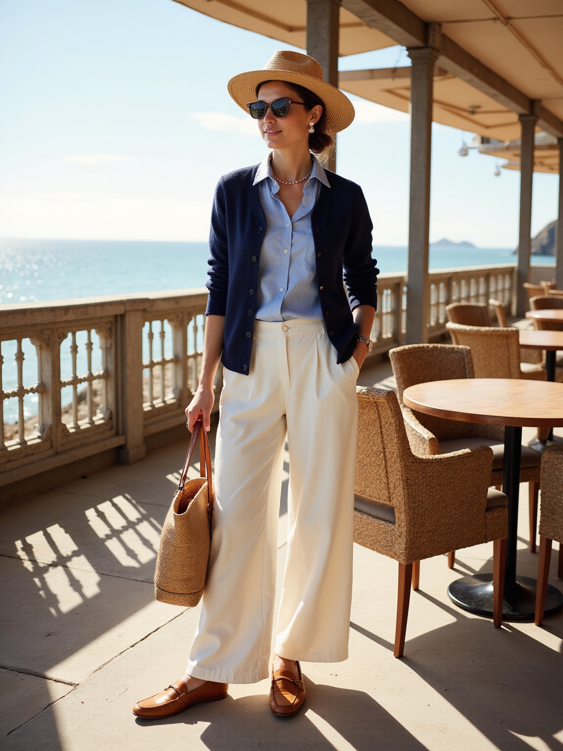linen blazer breton tee ensemble