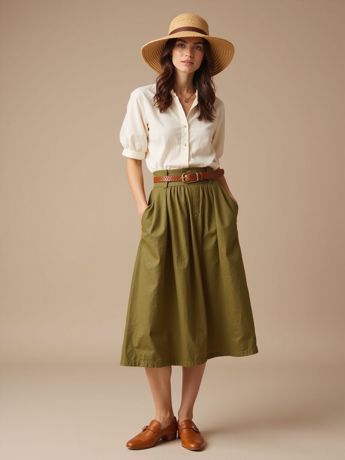 linen dress straw accessories