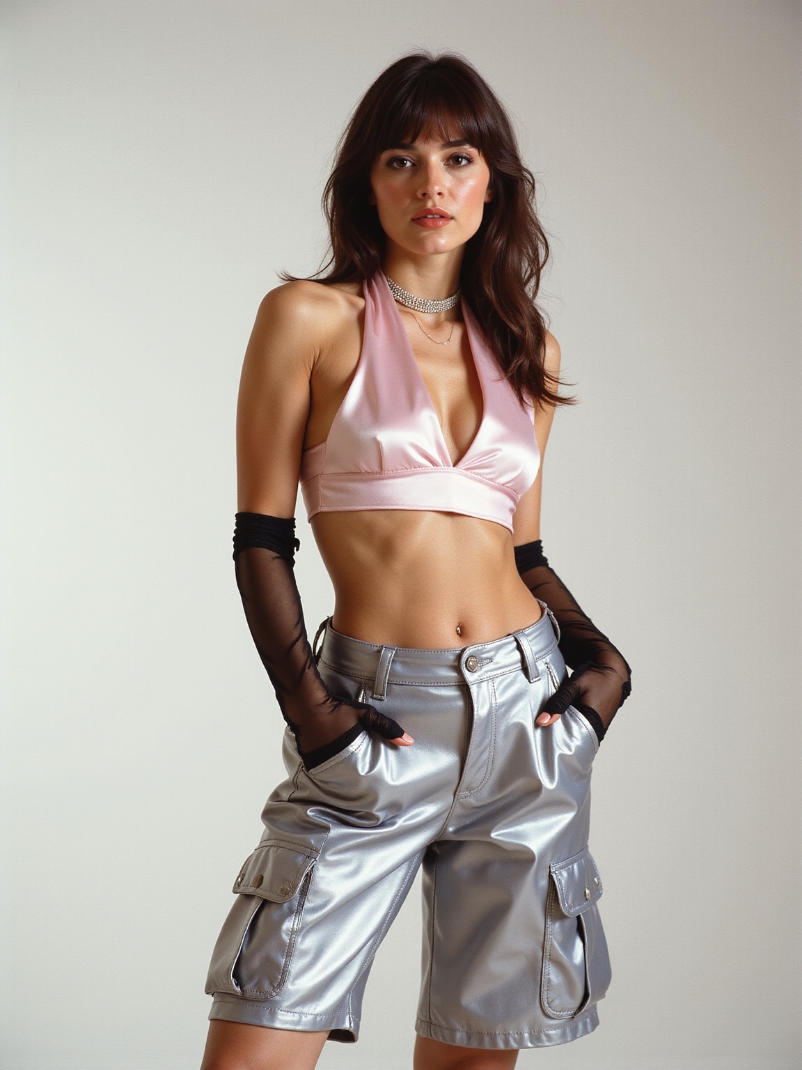 low rise cropped glossy accessories