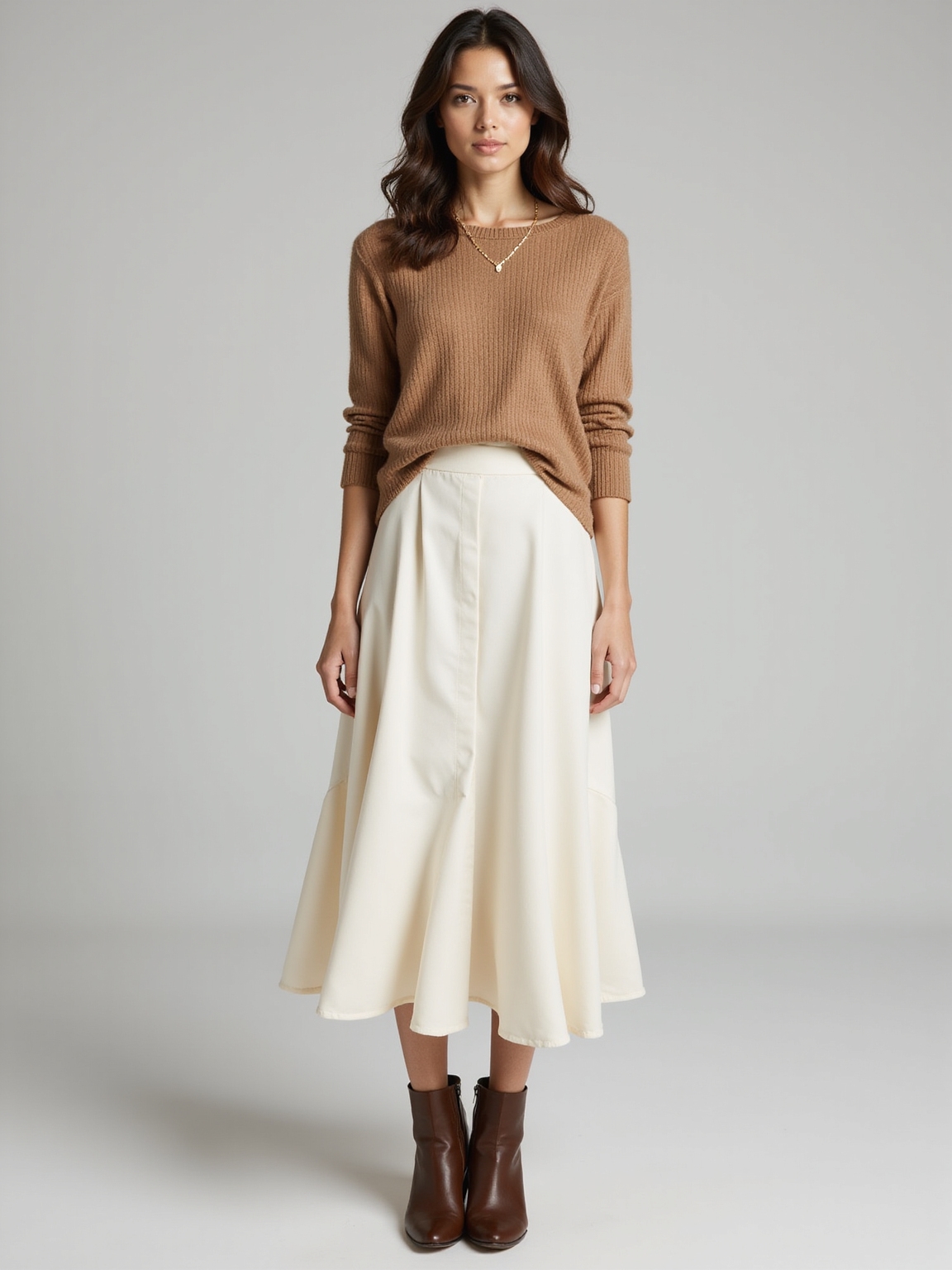 midi skirt with knit