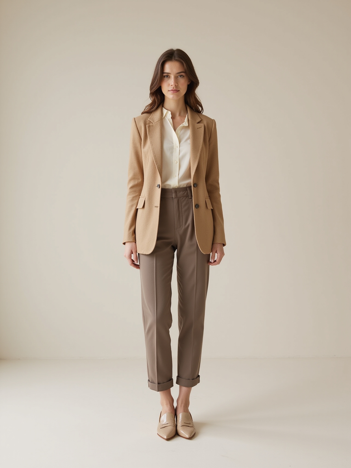 neutral blazer and knit