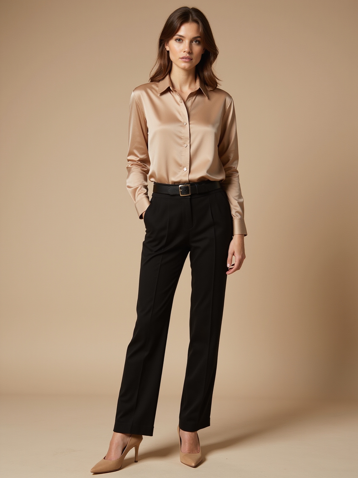 neutral blazer tailored jeans loafers