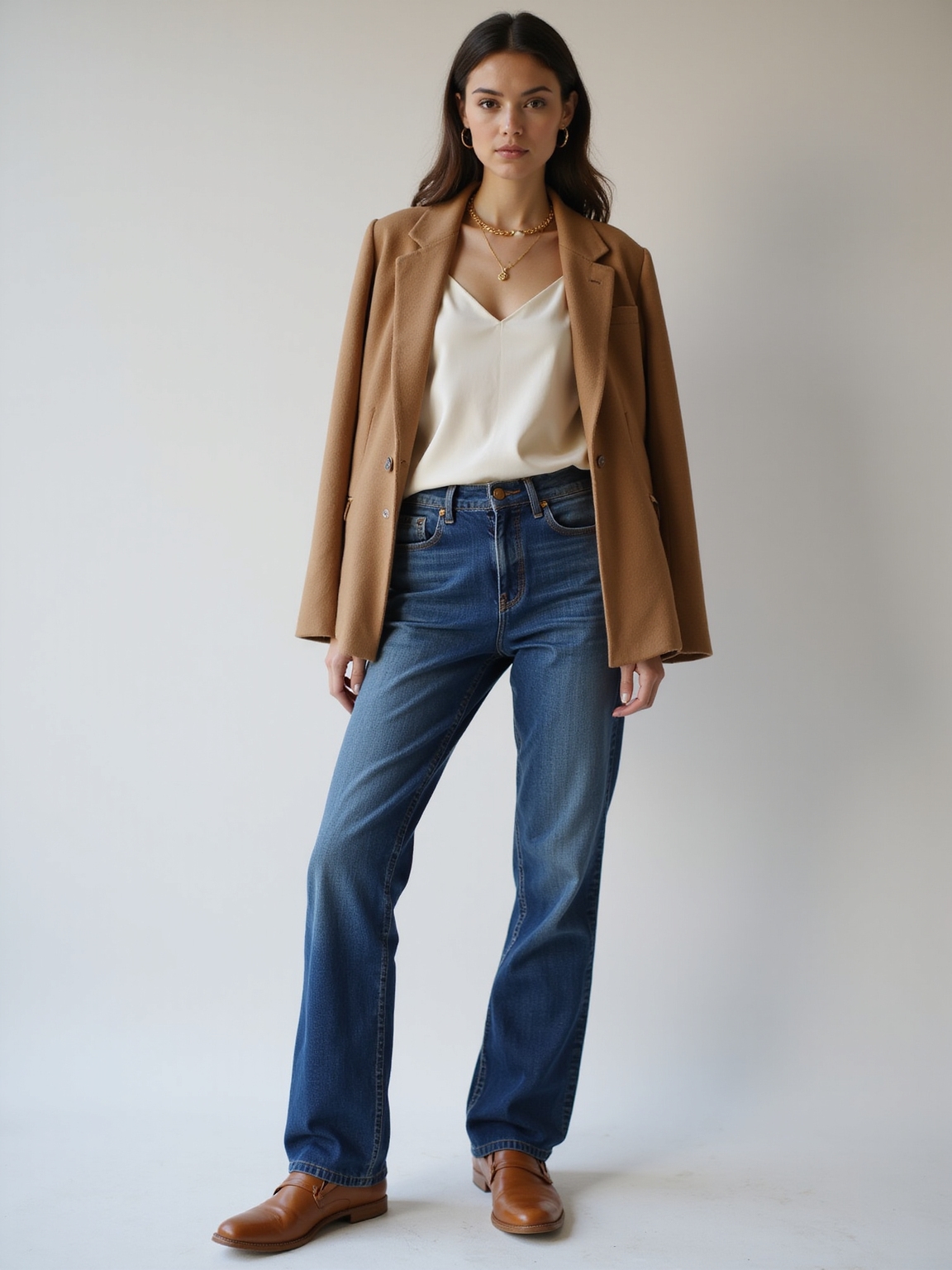 neutral effortless coffee run outfit