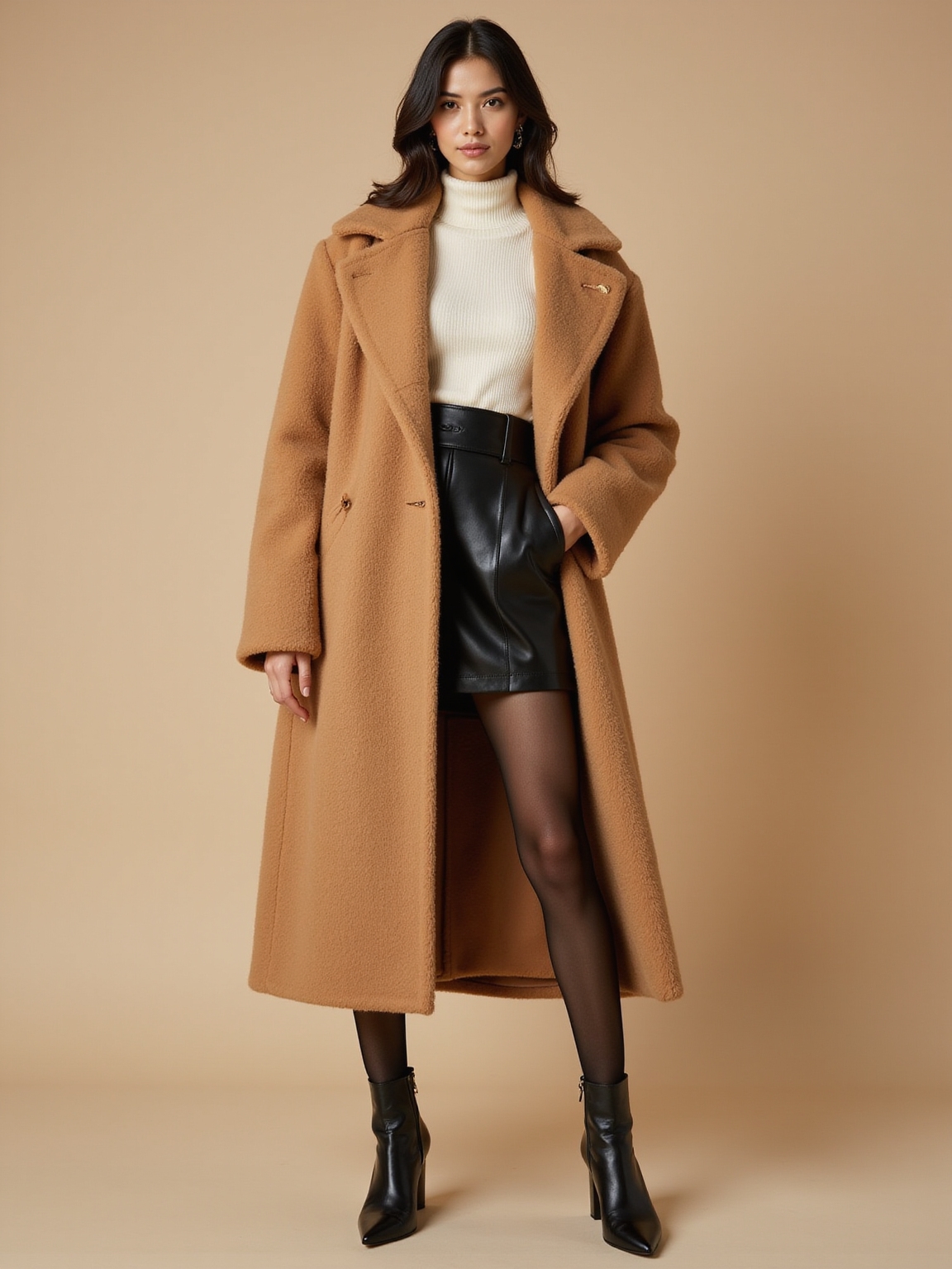 oversized coat mini skirt