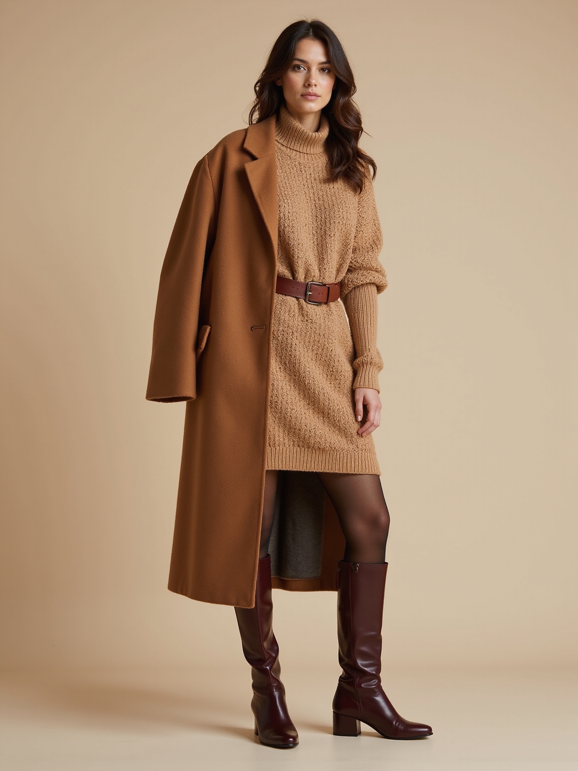 oversized knit cinched waist
