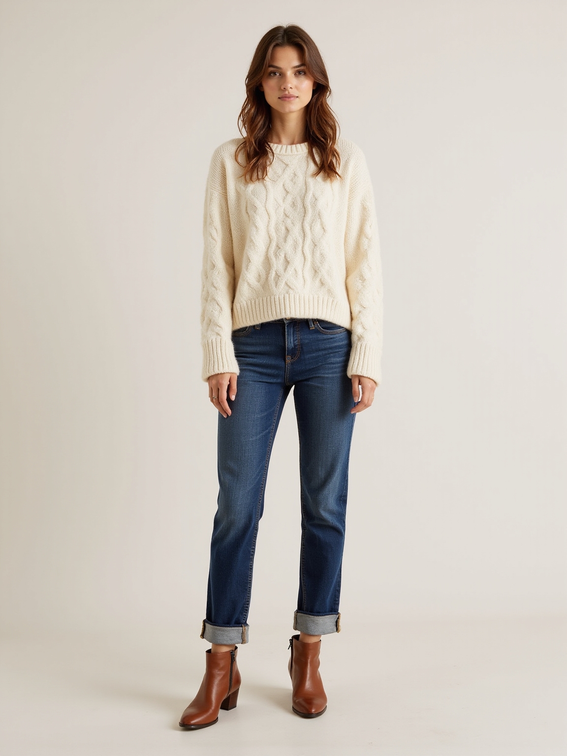 oversized knit straight jeans