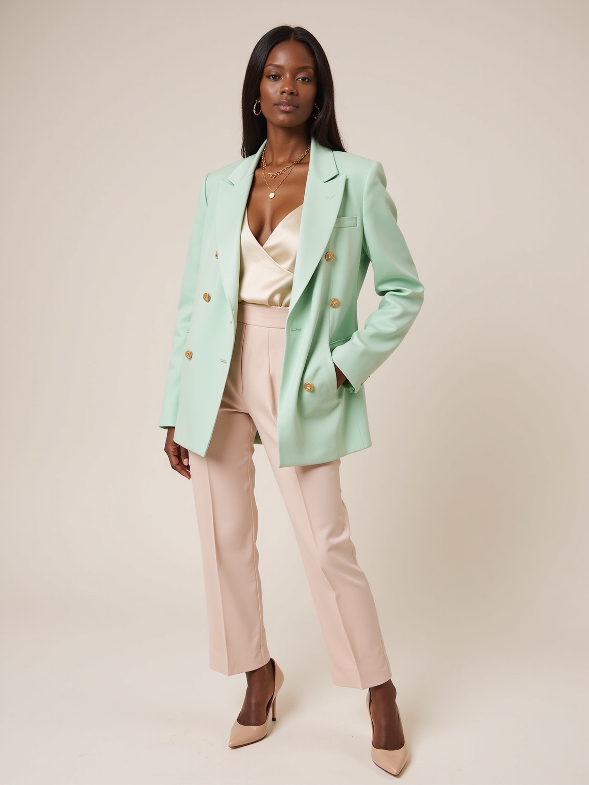 pastel tailored suits for women