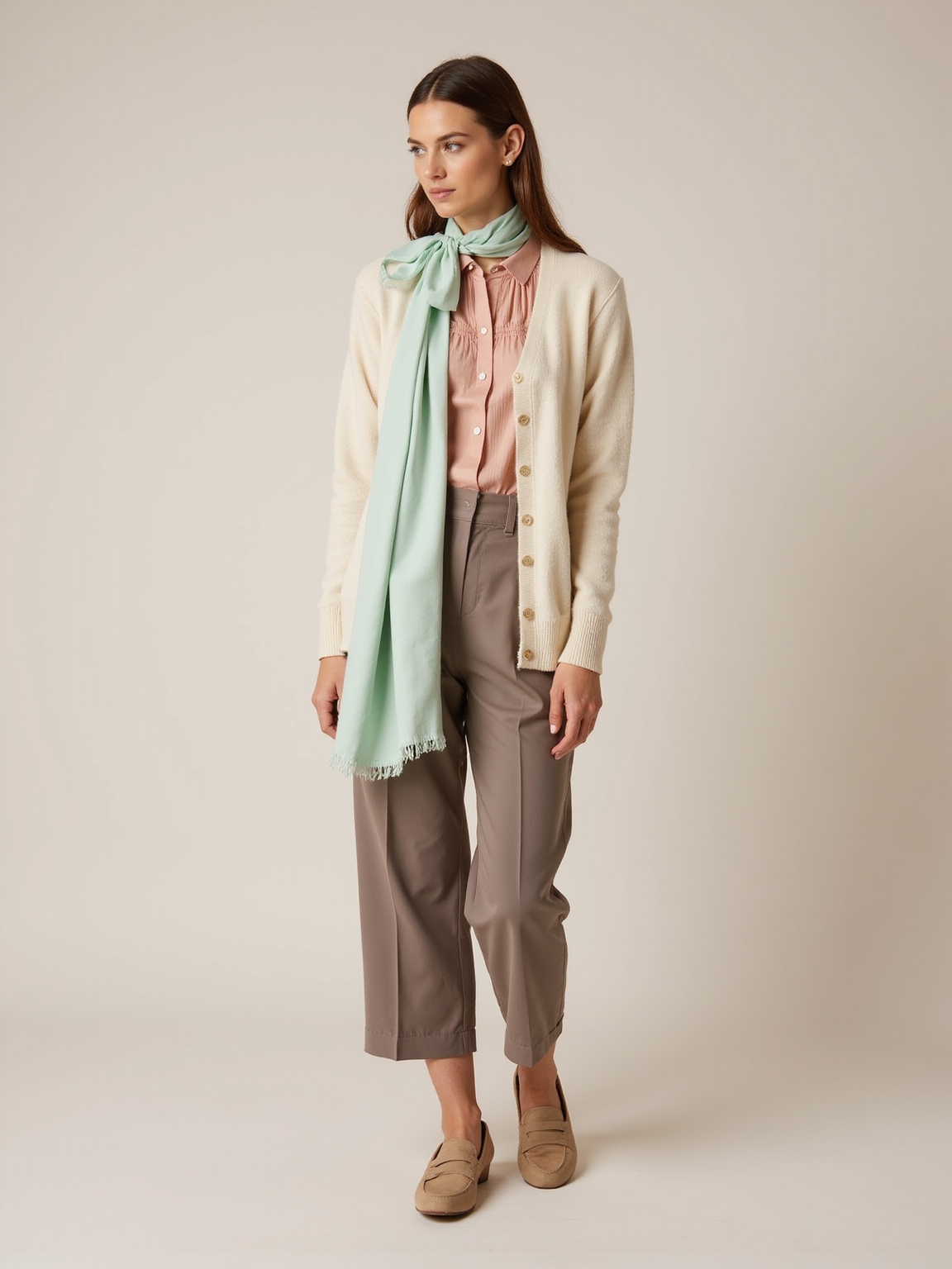 pastels with grounded neutrals