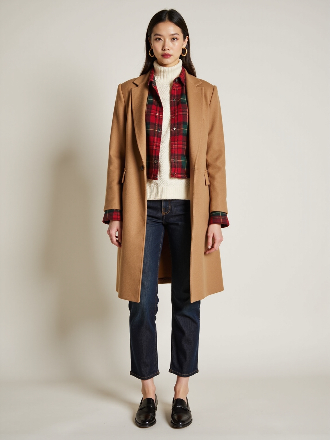 plaid peek beneath knit