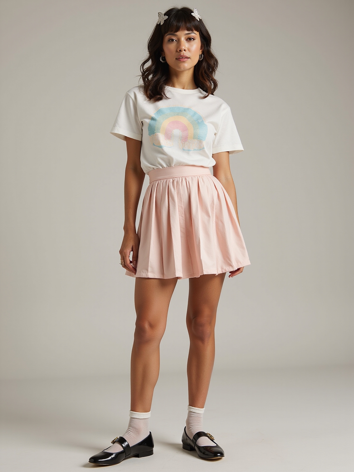 pleated mini graphic tee