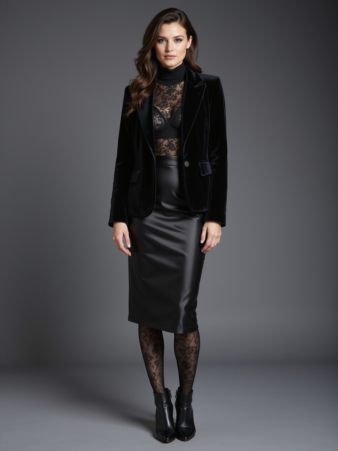 signature black dress layered outerwear
