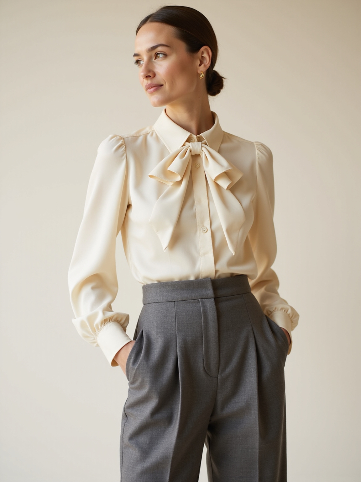 silk blouse paired high waist