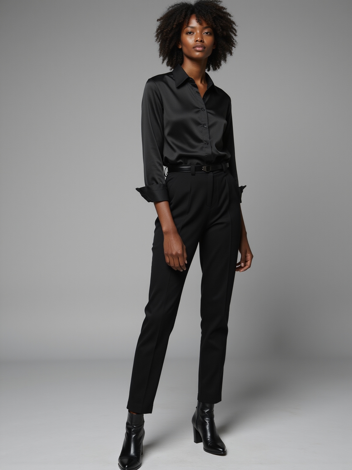 silky black timeless minimalist wardrobe
