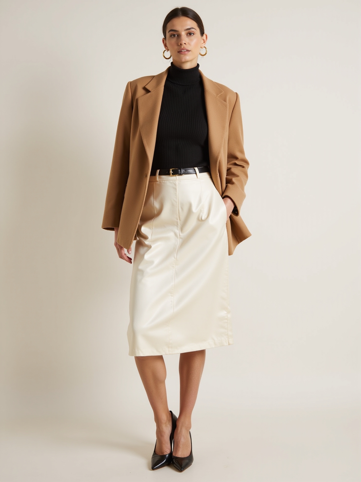 silky blouse blazer slingbacks