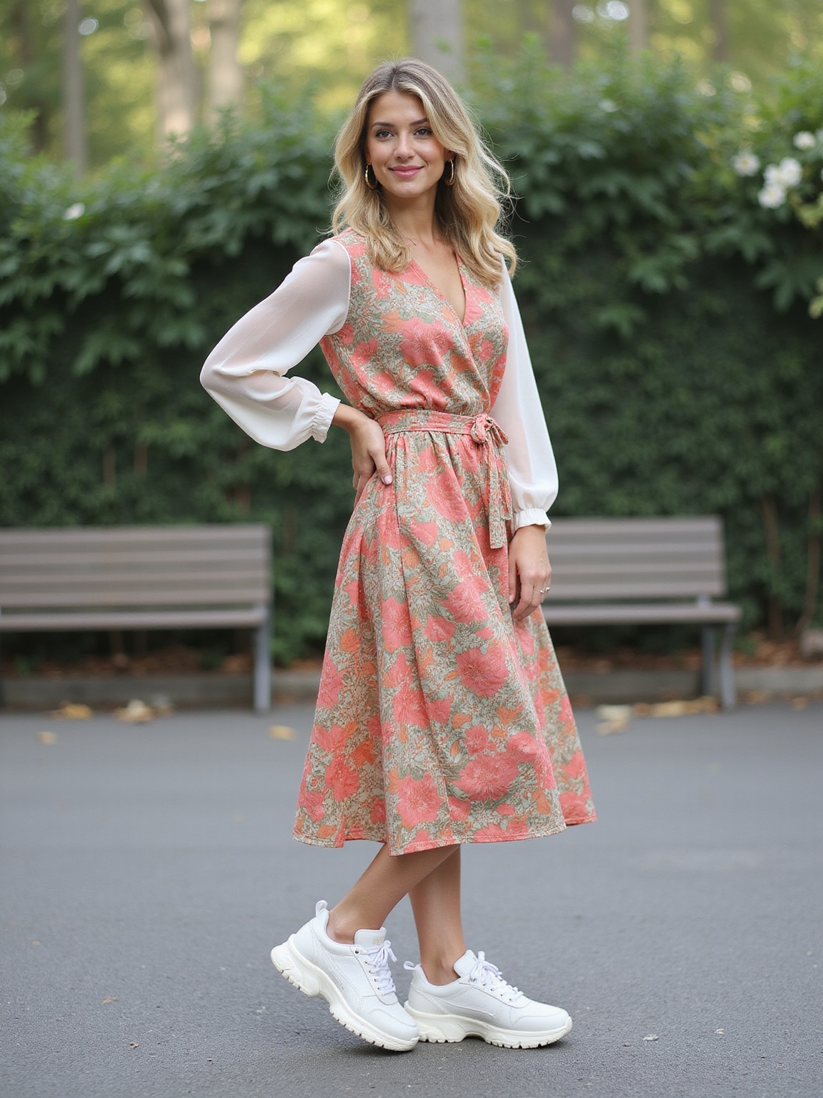 sneakers paired with dresses