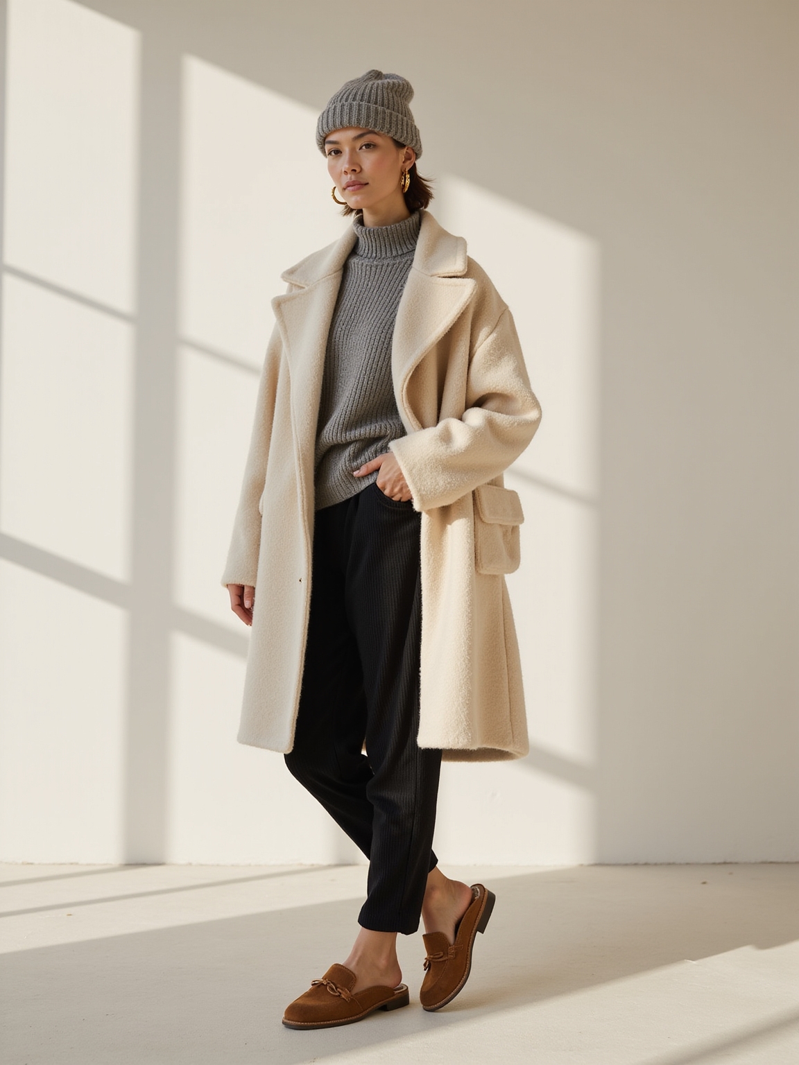 soft knits layered with scarves