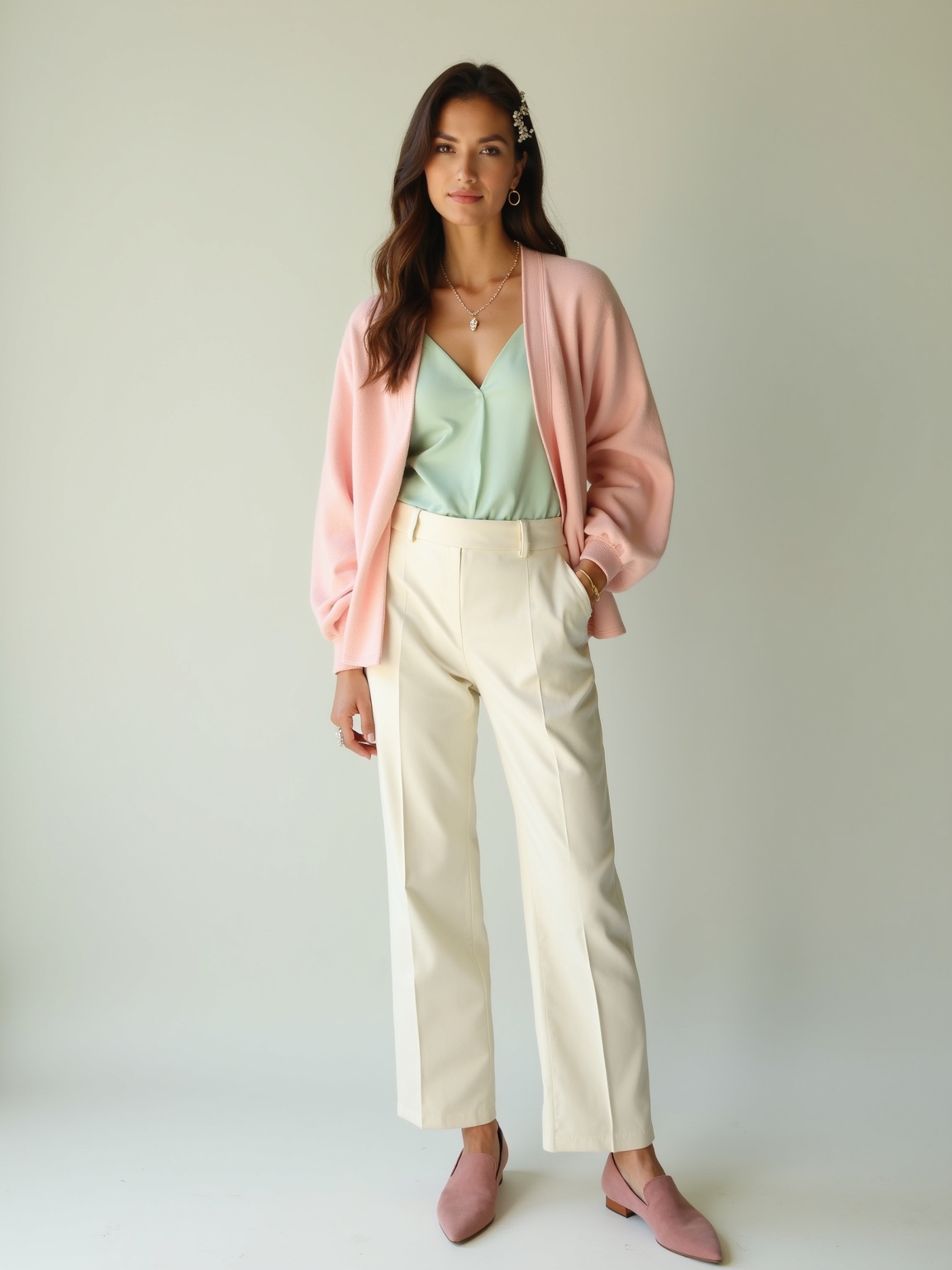soft pastel layered brunchwear details