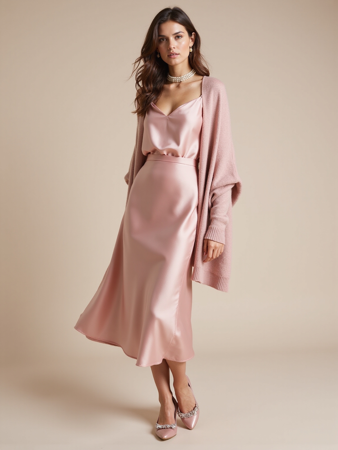 soft rose coat oatmeal knit