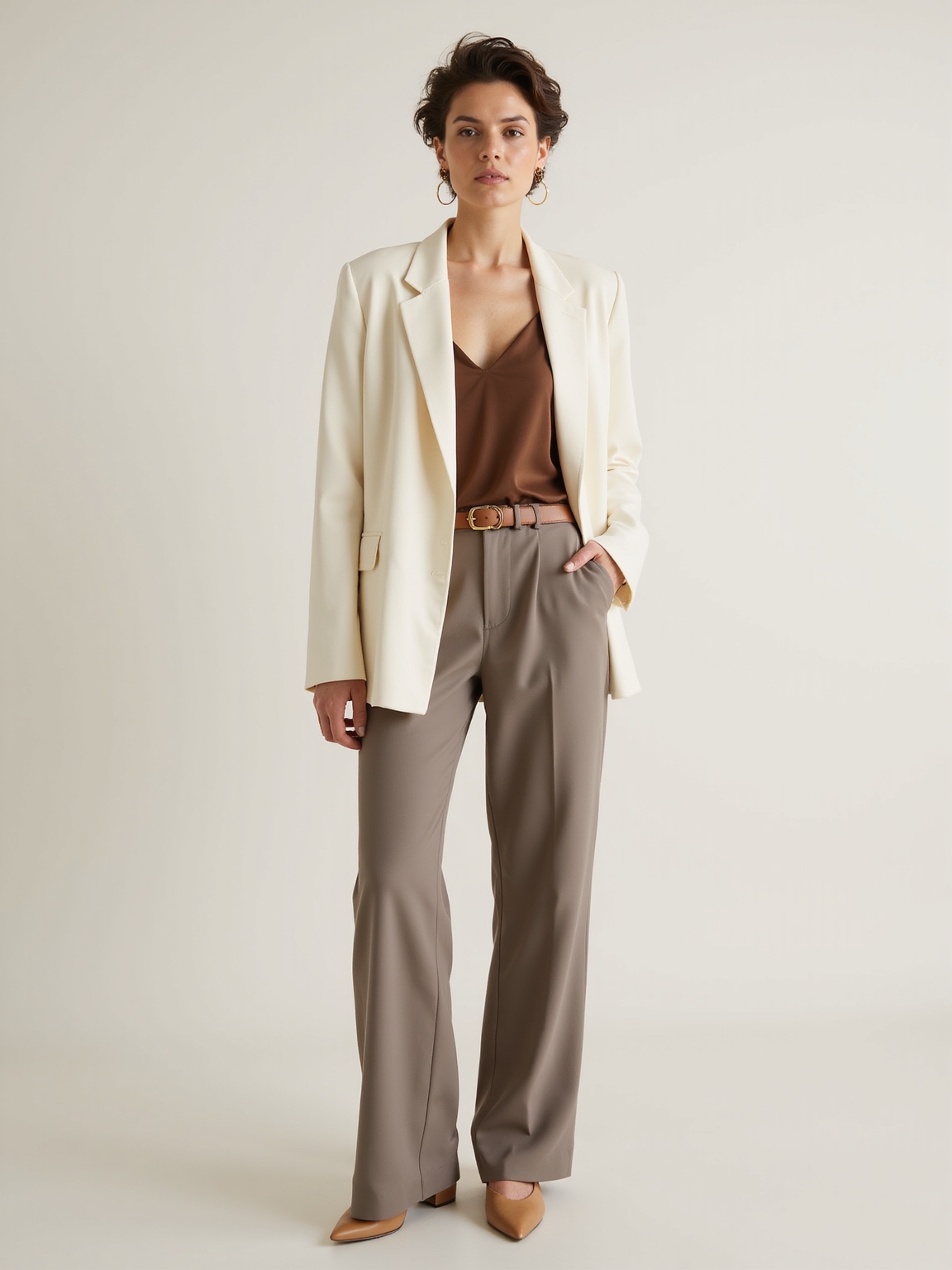 soft shoulder neutral knit blazers