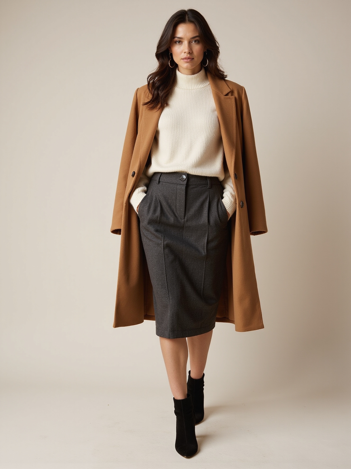 soft turtleneck tailored coat