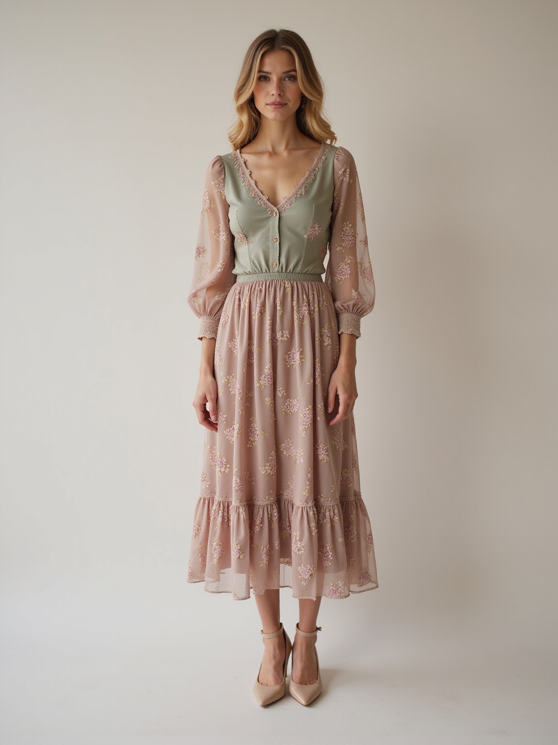 soft vintage floral layering elegance