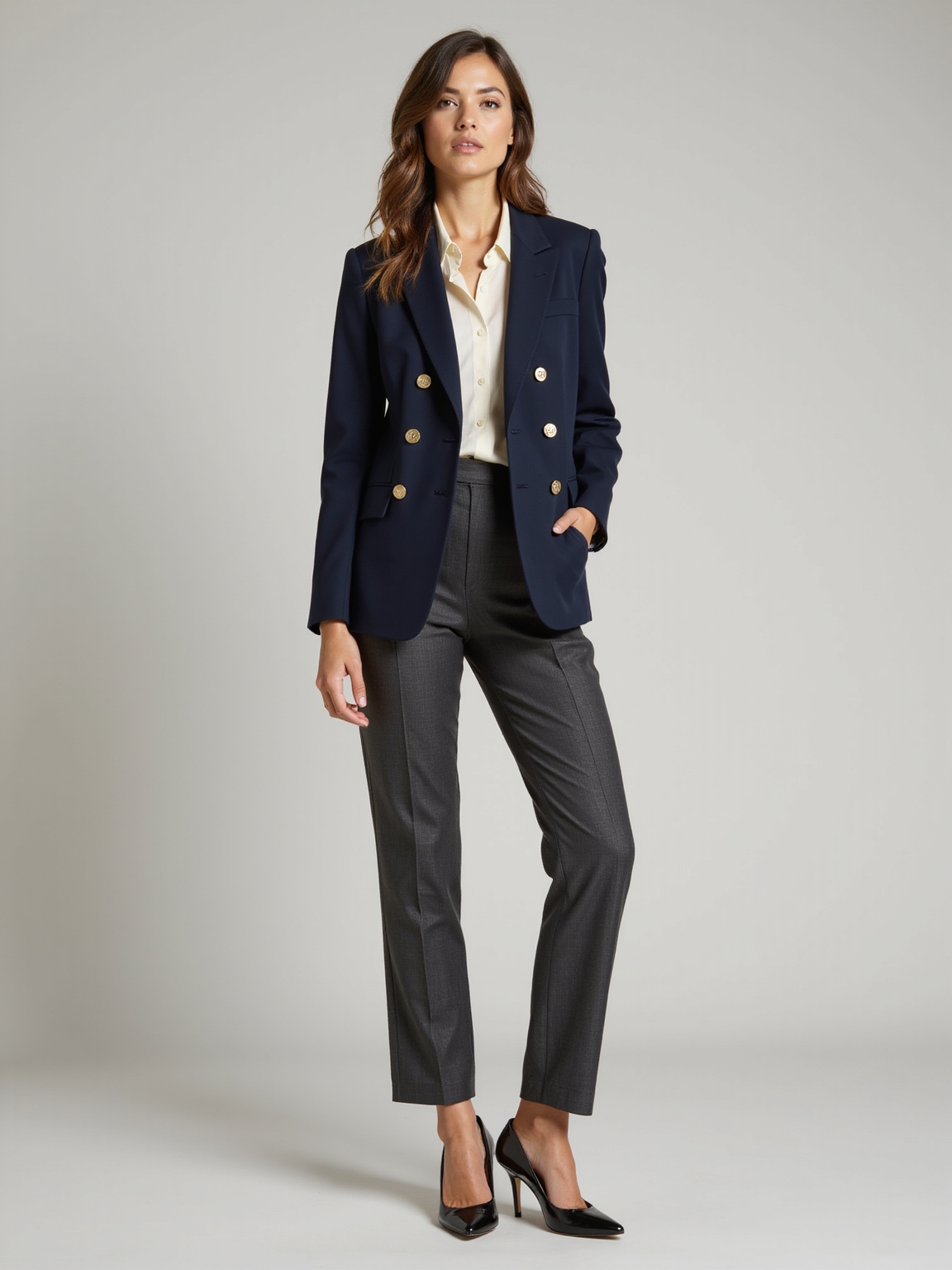 strong shouldered nipped waist blazer