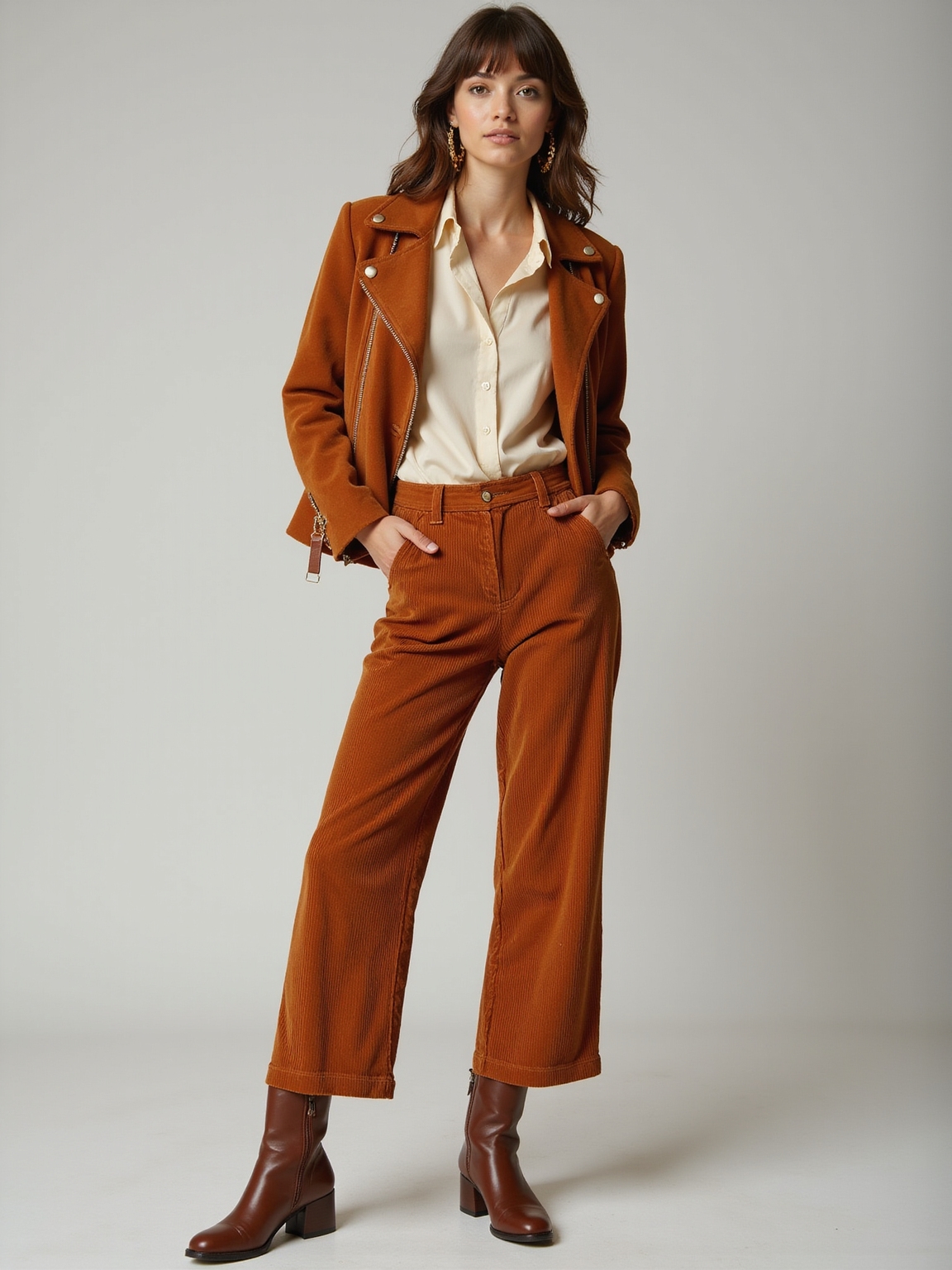 suede corduroy leather layering