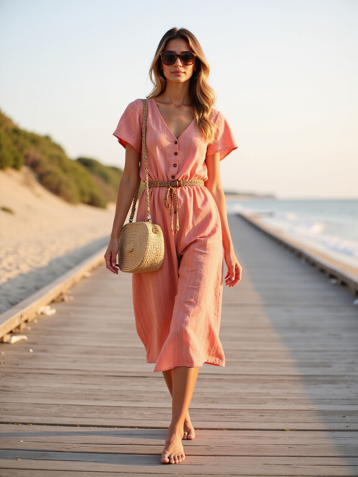 sun faded sundress straw tote