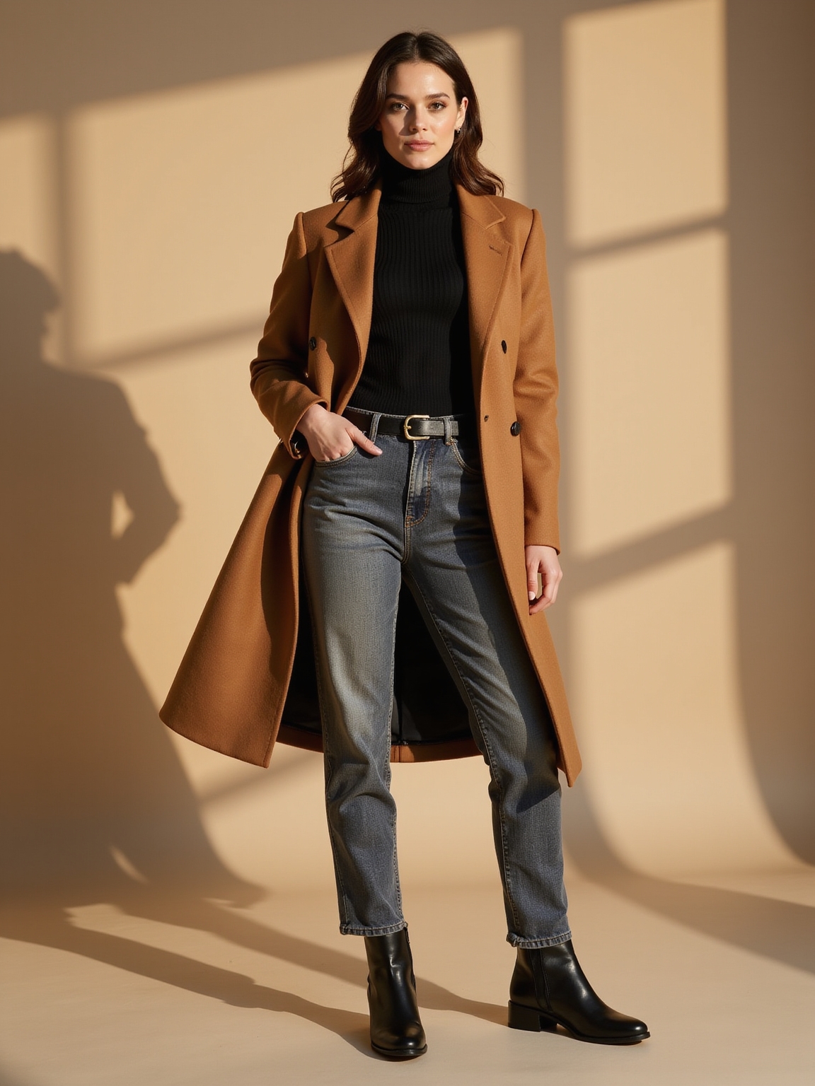 tailored camel coat elevates basics