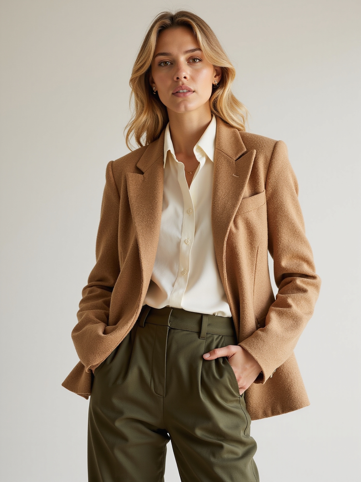 tailored cozy polished neutral ensemble