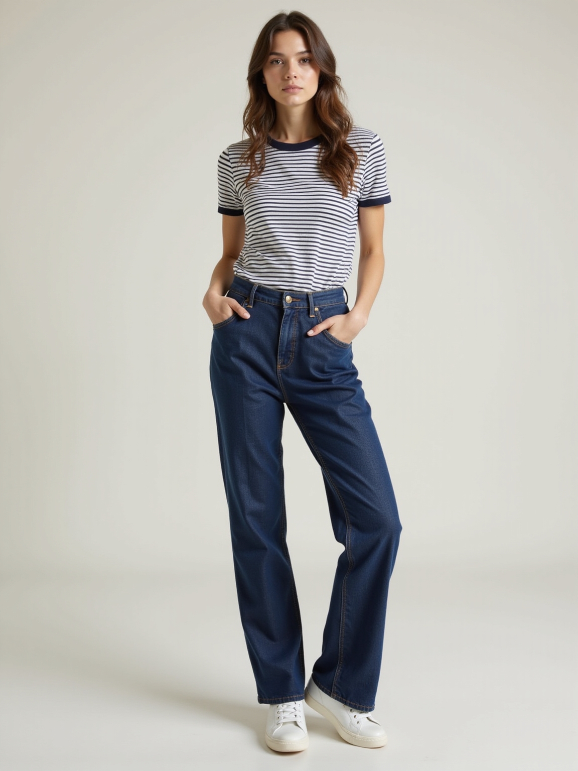 tailored denim with breton tee