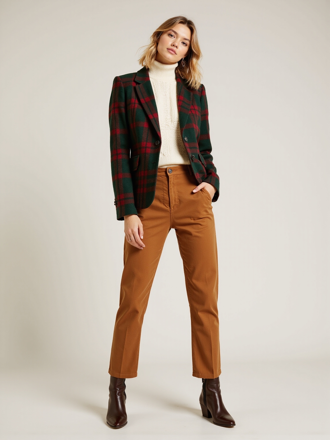 tartan scarves cable knit layers