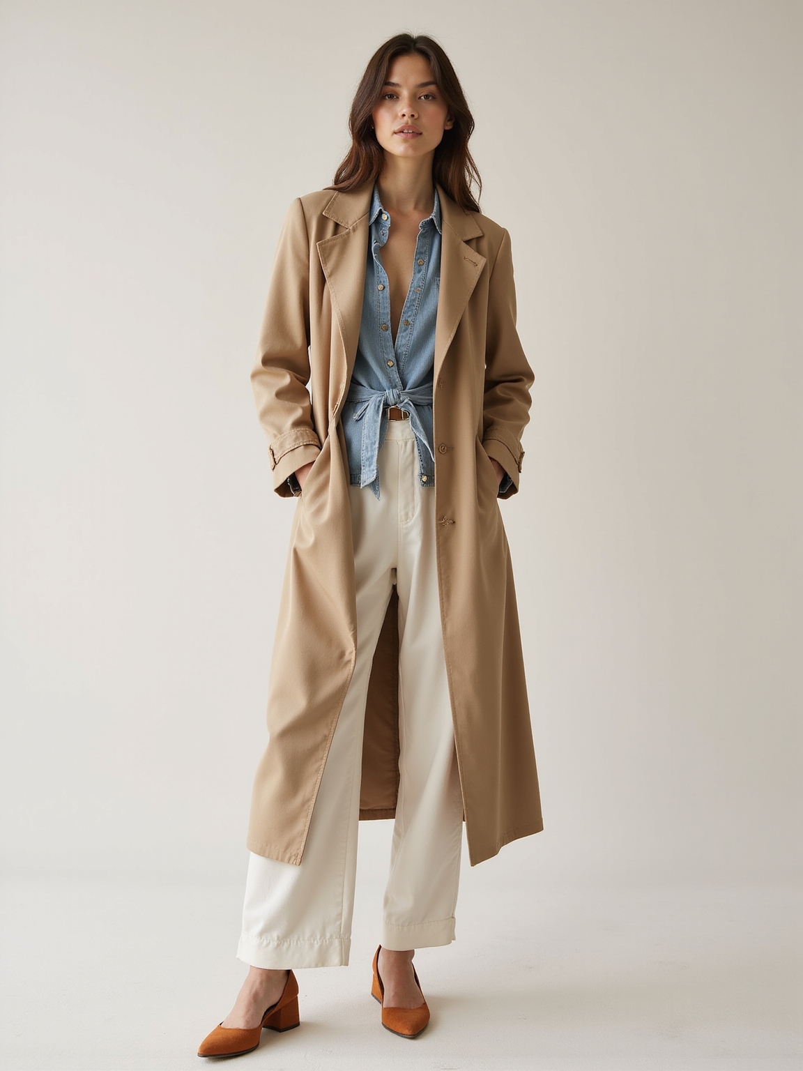 trench denim blazer layers
