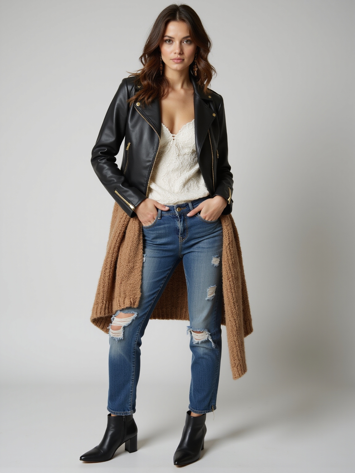 weathered leather meets lace