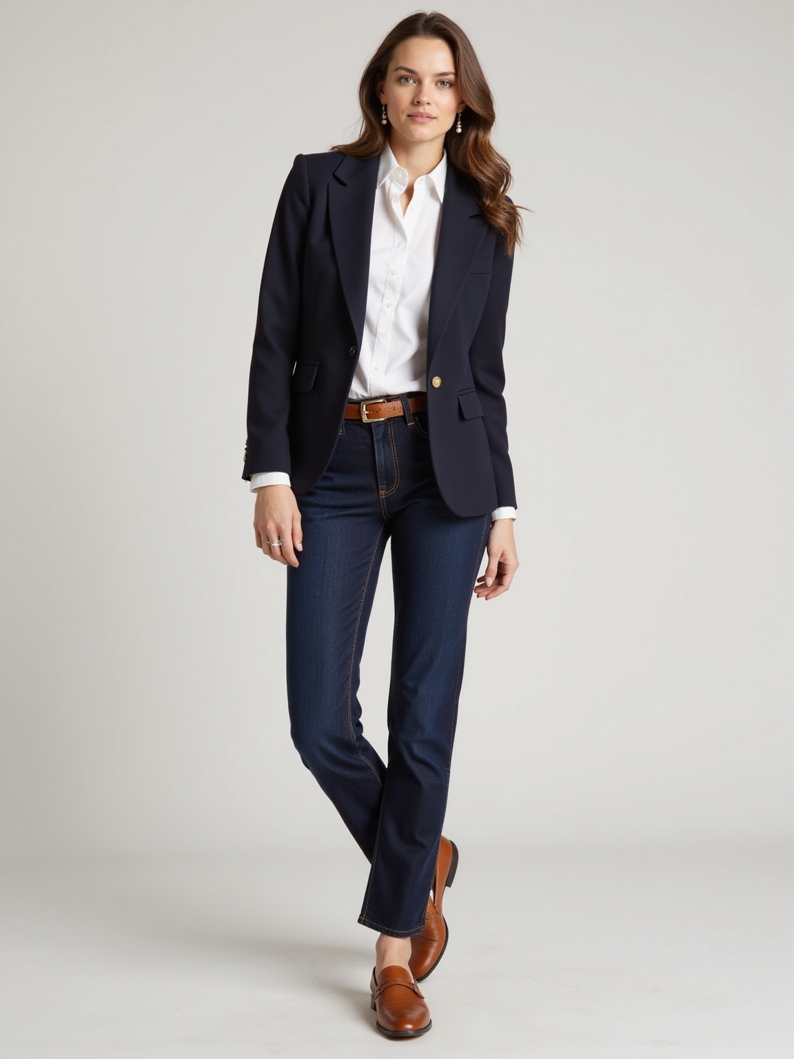 well cut blazer crisp denim
