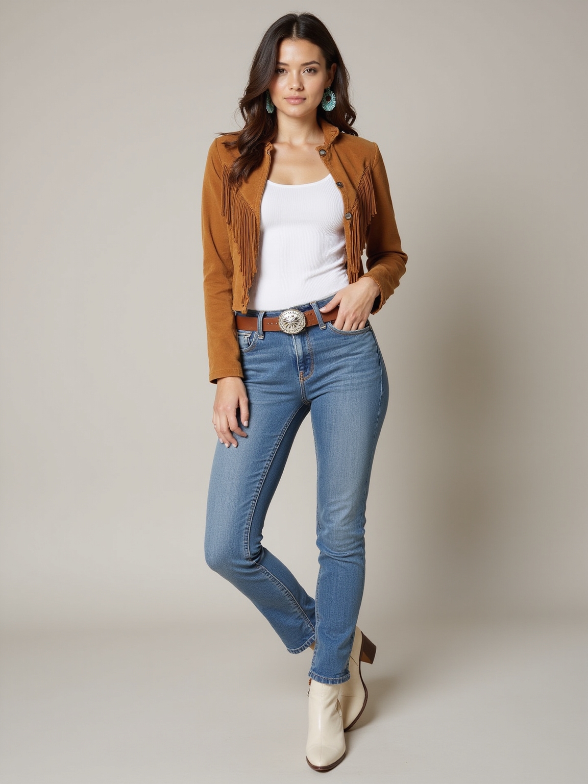 western inspired layered denim looks