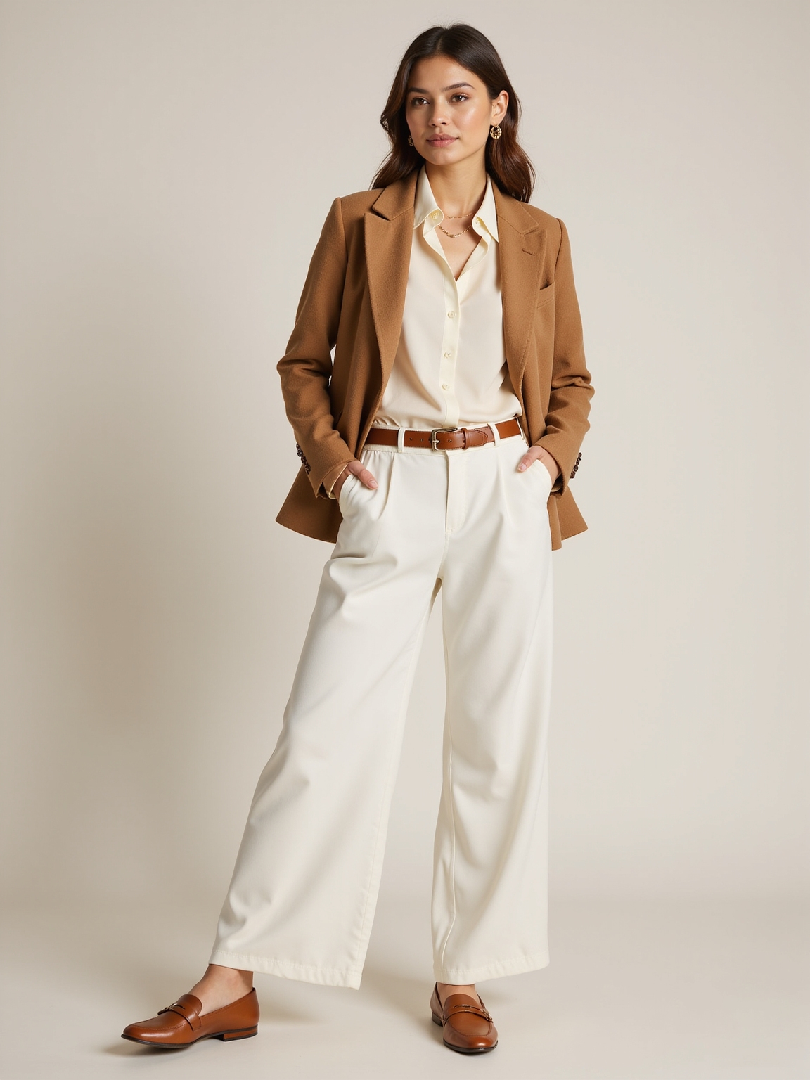 white pants navy blazer