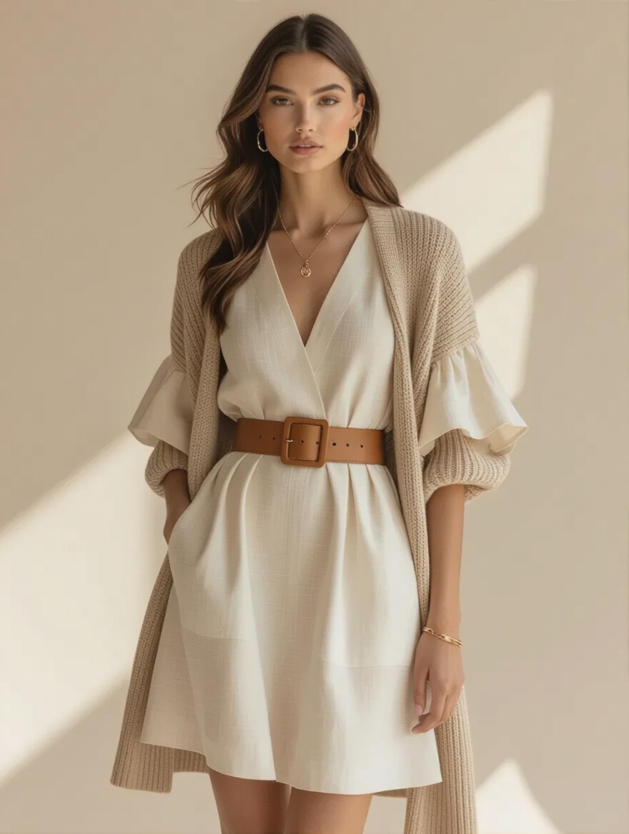 belted breezy dress styling