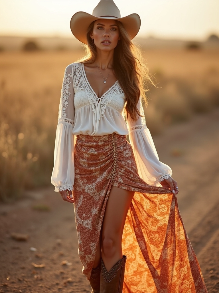 boho chic layered textures ensemble