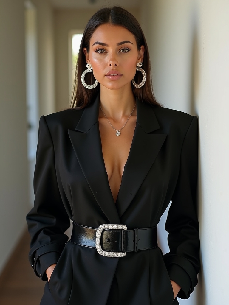 bold accessory enhances monochrome