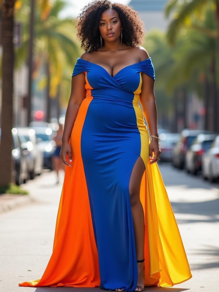 bold colorful curvy outfits
