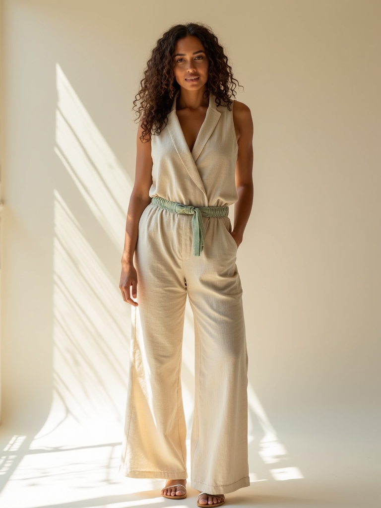 breezy linen jumpsuit elegance