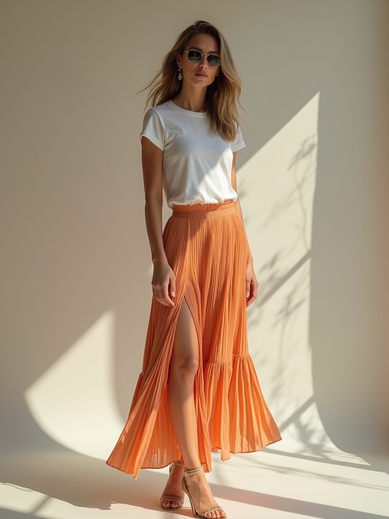 breezy tee pleated skirt