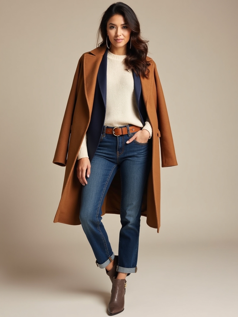 chic denim knitwear combination