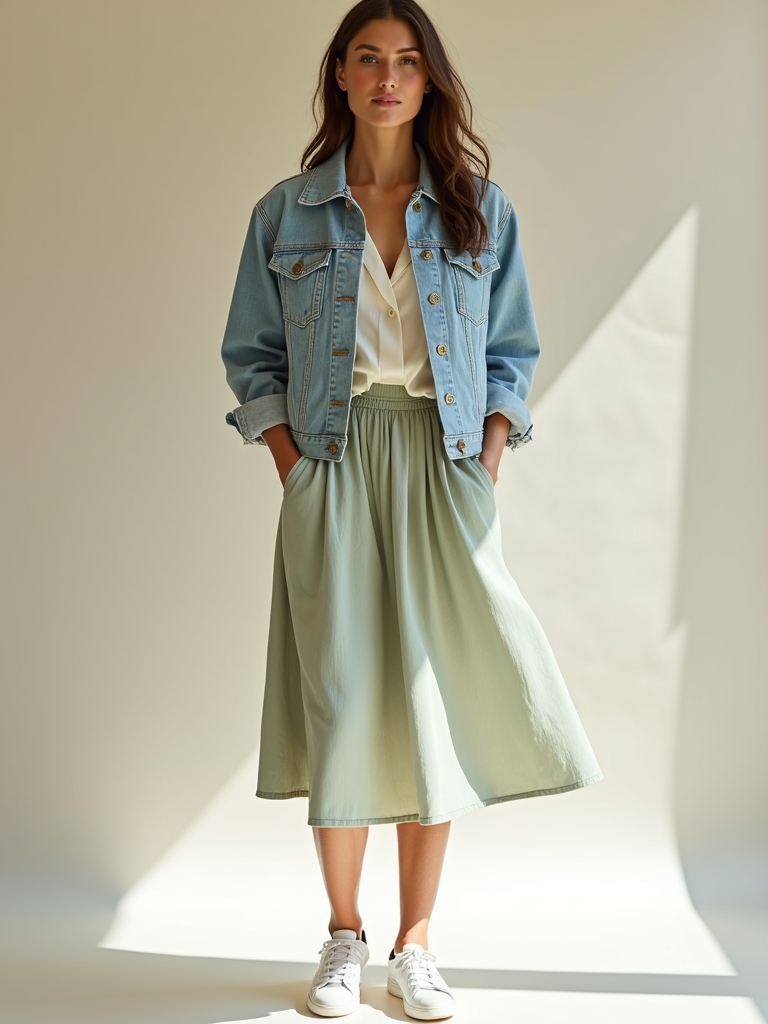 chic denim layered outfits