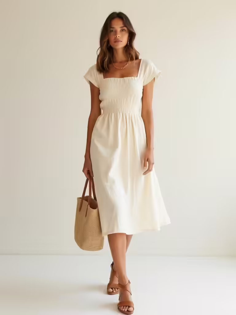 chic linen midi dress