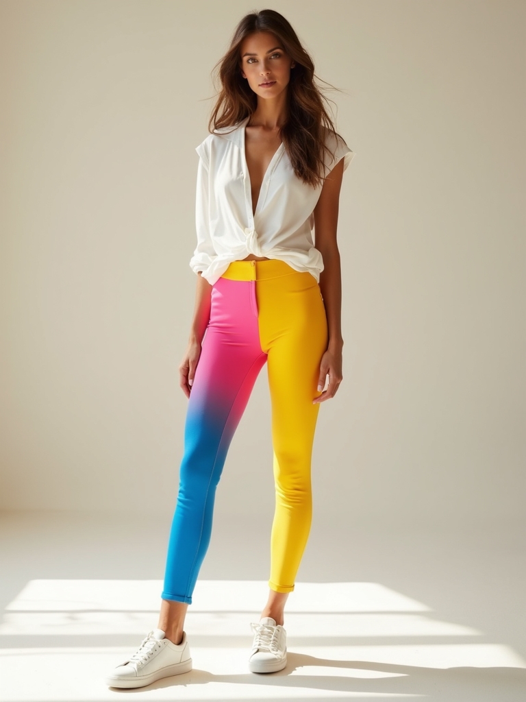 colorful leggings white tops