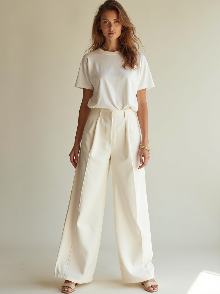 crisp tee wide leg pants